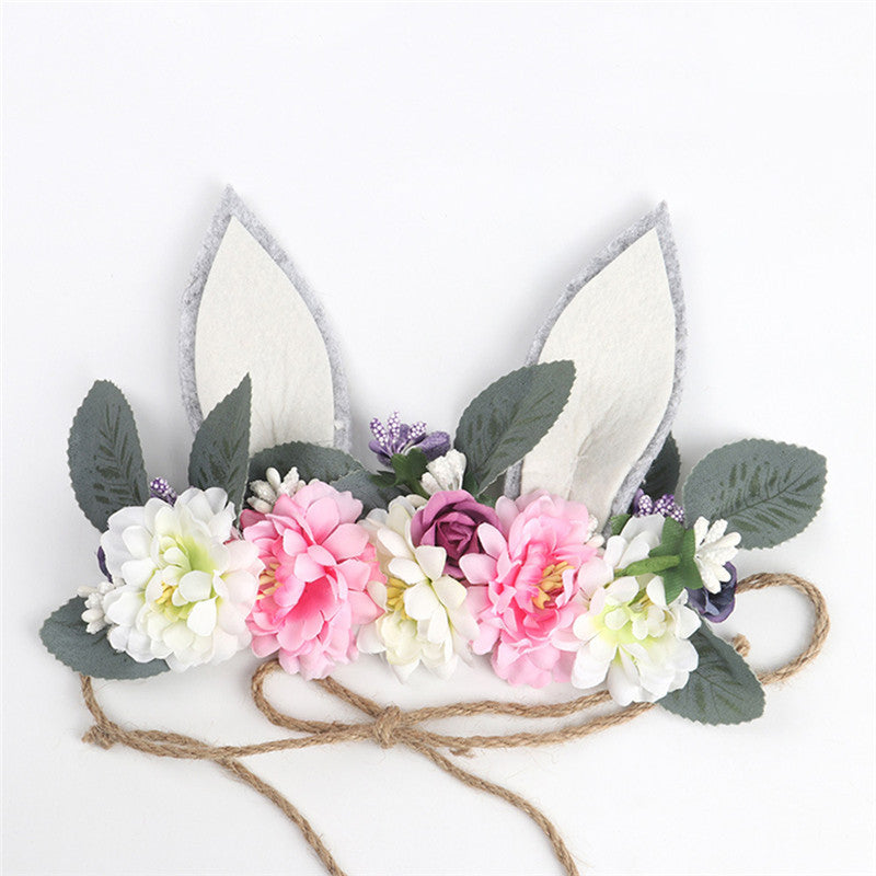 Children's Wreath Seaside Holiday Simulation Flower Rabbit Ears Headband