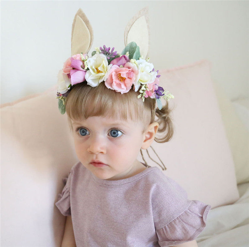 Children's Wreath Seaside Holiday Simulation Flower Rabbit Ears Headband