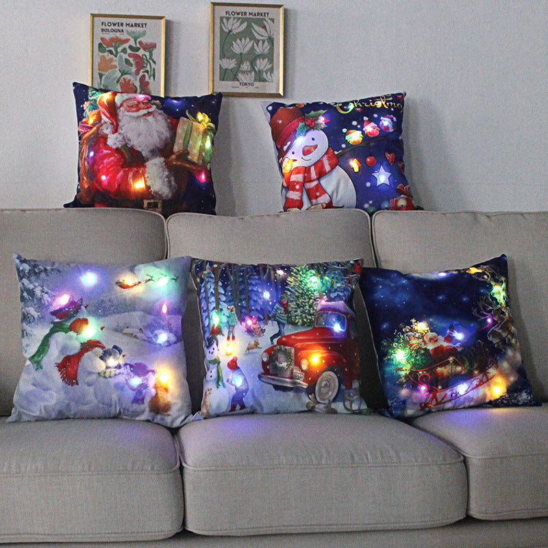 Colorful Lights Christmas Glow Pillow