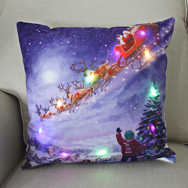 Colorful Lights Christmas Glow Pillow
