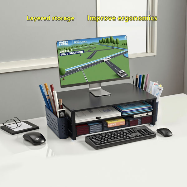 Computer Monitor Elevated Rack Desktop Storage Organizer