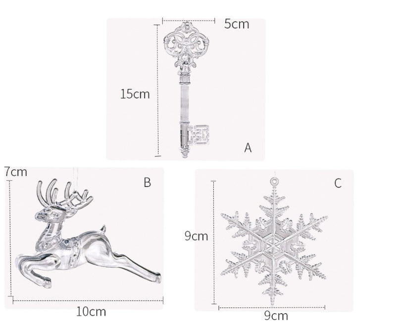 Transparent Snowflake Deer Pendant Christmas Party Decoration Christmas Tree Decor Hanging Ornaments New Year Gifts