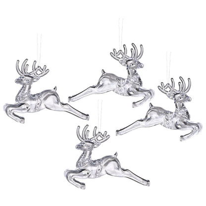 Transparent Snowflake Deer Pendant Christmas Party Decoration Christmas Tree Decor Hanging Ornaments New Year Gifts