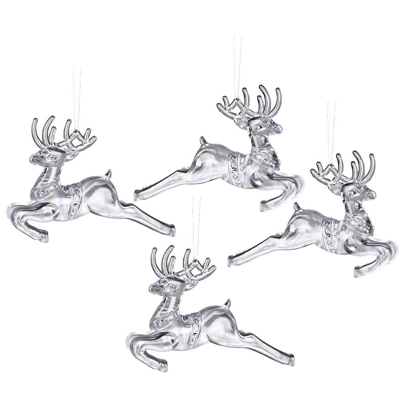 Transparent Snowflake Deer Pendant Christmas Party Decoration Christmas Tree Decor Hanging Ornaments New Year Gifts